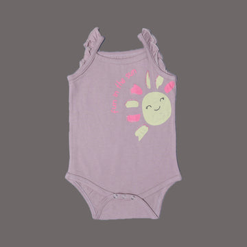 SALMON PINK FUN IN THE SUN PRINTED HALF BODY HALF SLEEVES ROMPER